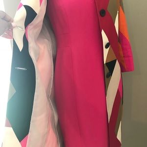 Knee length multicolored swing jacket and dress